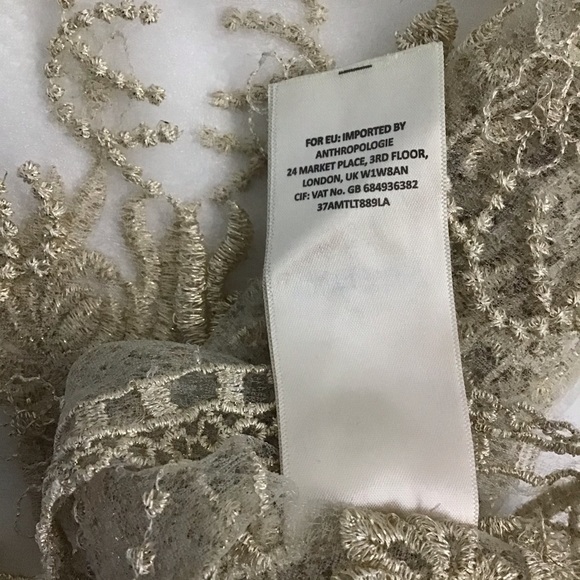 Anthropologie Moulinette Soeurs Sheer Gold Lace Top - Picture 7 of 12